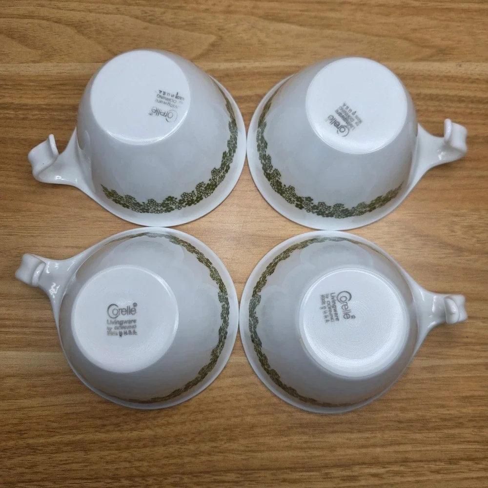 Set of 4 Vintage Corelle Crazy Daisy Spring Blossom Hook Handle Coffee Tea Cups